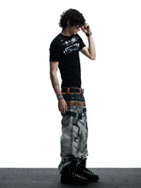 Printed Fitted Wool Blend T-shirt