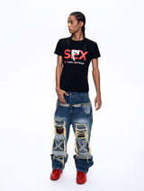 Streetwear Letter Print Crew Neck Tees