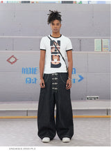 Baggy Curved Raw Denim Jeans