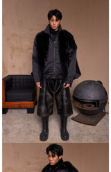 Punk Loose Leather Zippered Cropped Pants
