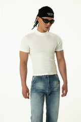 Men's Black Slim Short-sleeved Knit Tees