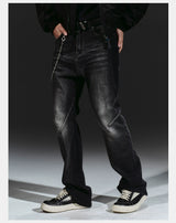 Stretchy Patchwork Crinkled Washed Flare Jeans
