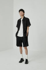 Draped Drawstring Elastic Waist Pleated Shorts