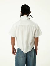 Unisex Loose White Cropped Short-sleeve Shirts