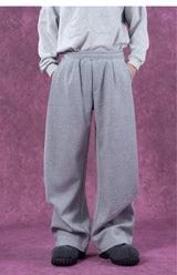 Gray Black Elastic Waist Sweatpants