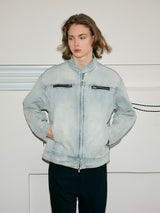 Yellow Mud Washed Denim Harrington Jacket