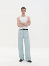Fitted Straight Leg Patchwork Black-White-Blue Jeans