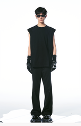 Black Deconstructed Padded Tank Top