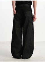 Washed Wide Leg Straight Denim Jeans