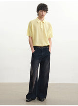 Cutout Ribbed Cotton Polo Shirts