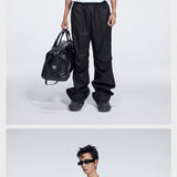Double Pleated Zip Straight Loose Pants