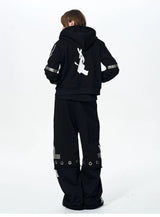 Men's Black Straight Two-In-One Riveted Sweatpants