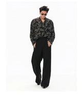 Long Sleeve Collared Paisley Silk Shirt