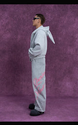 Men's Gray Bunny Ears Printed Hoodie