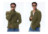 Cotton Ribbed Double Zipper Cardigan