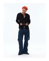 Men's Black & White Long-Sleeve Cooling Cardigan