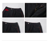 Men's Embroidered Flared Raw Denim Jeans