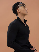 Men's Slim Zip Mock Neck Tee