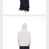 Tri-color Washed Distressed Embroidered V-neck Hoodie