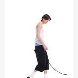 Cropped Pocketed Sashed Curved Hem Shorts