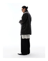 Men's Waist-cinched Mid-length Goatskin Jacket