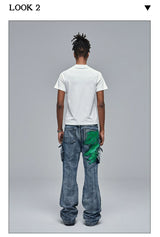 Cleanfit Green Washed Multi-pocket Straight Jeans