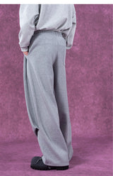 Gray Black Elastic Waist Sweatpants