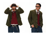 Men's Moss Green Cashmere Leather Blazer