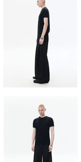 Short Sleeve Slim Ribbed Knit Tee