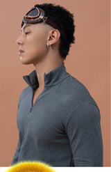 Men's Slim Zip Mock Neck Tee