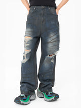 Black Ripped Distressed Wide Leg Jeans