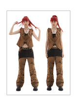 Men's Washed Punk Straight Jeans