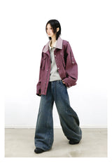 Studded Deconstructed Washed Two-tone A-line Jeans