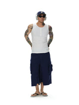 Men's Henley Ribbed Tank Top