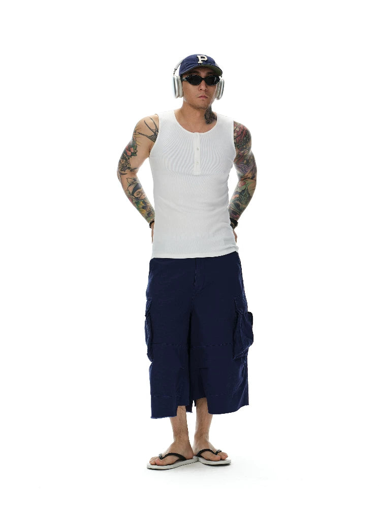 Men's Henley Ribbed Tank Top