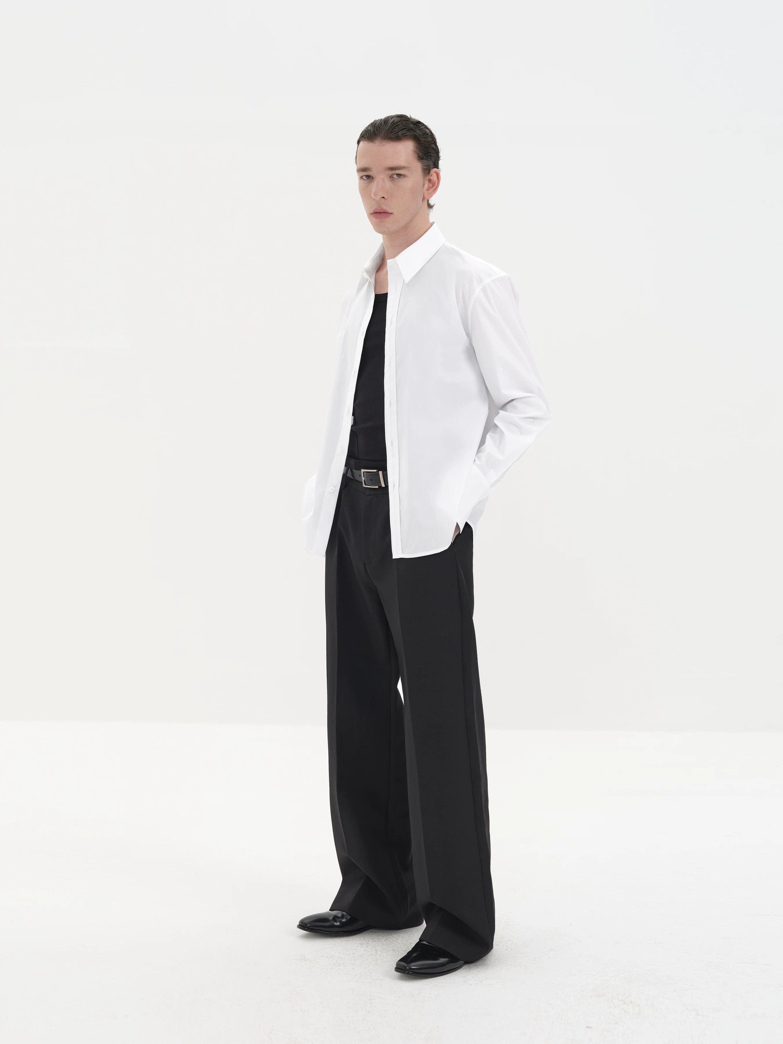 Wrinkle Free Straight Wool Dress Pants