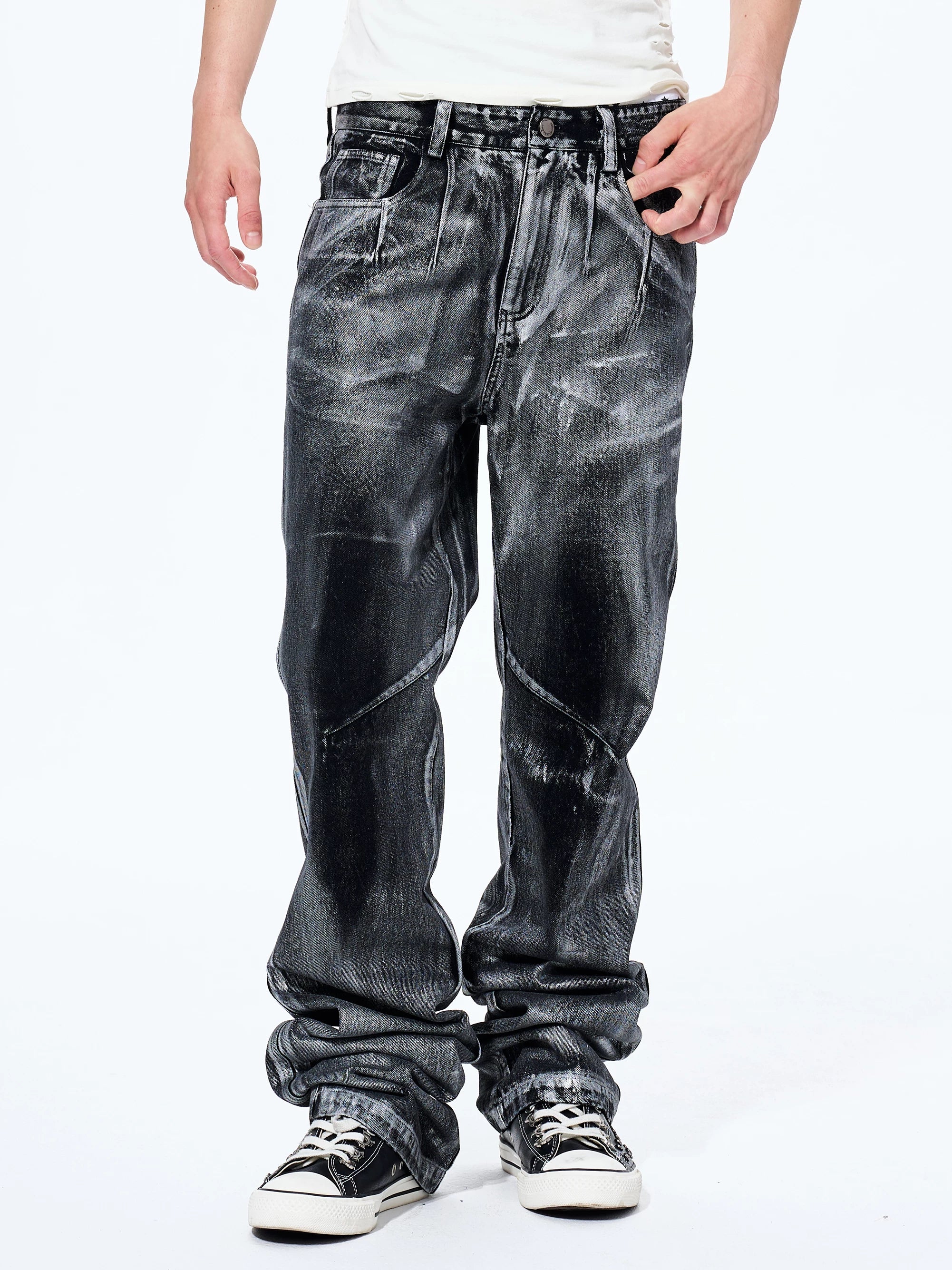 Men's Heavy Silver Straight Leg Jeans