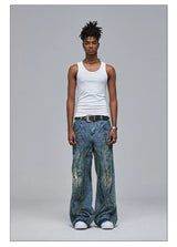 American Wide-Leg Washed Dirtyfit Jeans