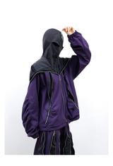 Multiple Zippers Double-sided Spliced Sweatshirt