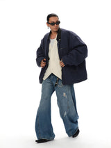 Men's Washed Patchwork Leather Jacket