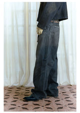 Scratched Washed Jeans With YKK Zipper