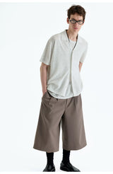 Collared Linen Blend Knit Cardigan