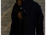 Unisex Hooded Ruched-Waist Cape Coat