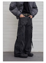 Vintage Deconstructed Washed Wide Leg Jeans