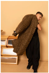 Men's Casual Brown Faux Fur Coat