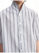 Short-Sleeve Striped Cotton Linen Shirt