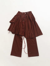 Unisex Double Layer Drawstring Pleated Skort