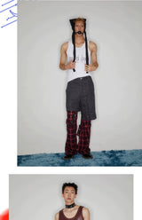 Y2K Punk Lace-Up Plaid Cargo Pants