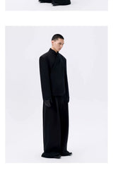 Cropped Deconstructed Waist-cinched Stand Collar Jacket