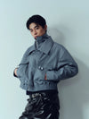 Waterproof Short Grey-blue Vintage Cargo Jacket